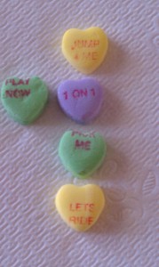 CandyHearts, click for larger version dirty sayings on candy hearts